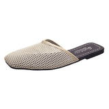 hulianfu Women's Summer Home Slippers New Mesh Flat Shoes Square Toe Casual Sandals Wholesale Shoes For Women Zapatos de mujer
