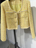 hulianfu Spring New French Design Fashion Sweet Tweed Jacket Women Luxury Woolen Short Coats Outwear Casacos chaqueta mujer