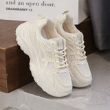 New Leather Chunky Sneakers Women's Sports Shoes Ladies Thick White Black Sneakers Women Tennis Vulcanized Shoes Basket
