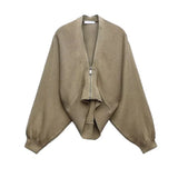 hulianfu Fashion Elegant Loose Sleeve Design Solid Color Knitted Cardigan Women's High Quality Trendy Sweater Jacket 19Z1089