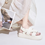 Women's Sandals Fashion Open Toe Casual Summer Shoes For Women  New Thick Sole Comfortable Ladies Flat Sandals Black