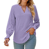New Solid Blouses For Women Fashion Hollow Out V Neck Short Sleeve Elegant Office Work Ladies Shirt Tops Casual Blouse
