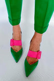 hulianfu Sandals Women Summer  Casual College Mixed Color Buckle Empty Fashion Pointy Simplicity Elegant Woman Shoes With Low Heels