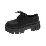 hulianfu Patent Leather Platform Oxford Shoes for Women Spring Casual Lace Up Flats Woman Black Chunky Shoes Zapatillas Mujer