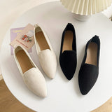 hulianfu Fashion Slip on Loafers Breathable Stretch Ballet Shallow Flats Women Soft Bottom Pointed Toe Boat Shoes plus size 43