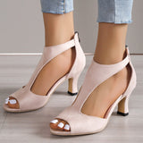 hulianfu Peep Toe High Heels Sandals Women Summer  Hollow Out Pointed Toe Pumps Woman Shoes Plus Size 43 Thick Heeled Sandalias Mujer