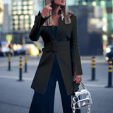 Elegant Office Lady Blazer White Women's Jacket Fashion Long Casual Suit Coat Autumn Simple Stand-up Collar Blazer Black Yellow