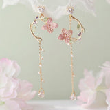 Korean New Light Luxury Zircon Moon Star Asymmetric Stud Earrings For Women Crystal Cloud Pearl Earring Girl Jewelry Gifts