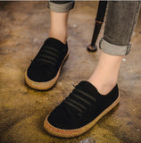 hulianfu Women's Shoes Flat Bottom Lace-Up Loafers Ladies New Autumn Casual Outdoor Lazy Shoes Comfortable Light Solid Color Flat Shoes