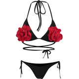 new three-dimensional flower design sense beach sexy slim hot girl bikini vest Brazilian swimsuit