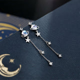 Korean New Light Luxury Zircon Moon Star Asymmetric Stud Earrings For Women Crystal Cloud Pearl Earring Girl Jewelry Gifts