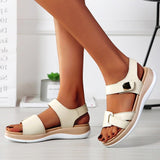 hulianfu New Women's Casual Sandals Platform Open Toe Soft-soled Beach Shoes Fashion Solid Color Outdoor Flat Sandals Sabdalia Feminina