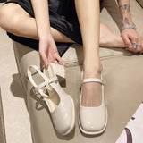 2024 Summers Women Sandals Shoes Fashion Elegant Shallow Thick Heel Shoes Ladies Comfort Street Style Mary Jane Shoes