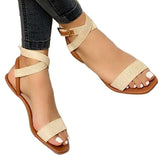 hulianfu Flat Women Sandals  Summer Women Cross Strap Sandals Fashion Open Toe Elegant Women Shoes Comfortable Sexy Sandals Women