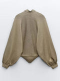 hulianfu Fashion Elegant Loose Sleeve Design Solid Color Knitted Cardigan Women's High Quality Trendy Sweater Jacket 19Z1089
