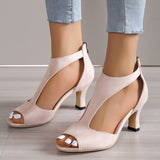 hulianfu Peep Toe High Heels Sandals Women Summer  Hollow Out Pointed Toe Pumps Woman Shoes Plus Size 43 Thick Heeled Sandalias Mujer
