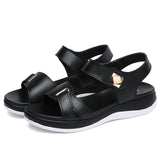 hulianfu New Women's Casual Sandals Platform Open Toe Soft-soled Beach Shoes Fashion Solid Color Outdoor Flat Sandals Sabdalia Feminina