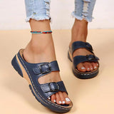 hulianfu Women Closed Toe Summer Shoes New Comfort Double Buckle Wedge Ladies Sandals Plus Size Platform Casual Slippers Women