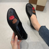 hulianfu Large Size Loafers Ladies Casual Flats Spring Autumn Retro Comfortable Soft Bottom Round Head Work Shoes Chaussures Femmes
