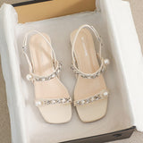 summer women's sandals ladies casual shoes party and chain design Korean style Dinner and work wear High heel
