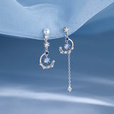 Korean New Light Luxury Zircon Moon Star Asymmetric Stud Earrings For Women Crystal Cloud Pearl Earring Girl Jewelry Gifts