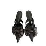New Bow-knot Women Slipper Fashion Pointes Toe Slip On Ladies Mules Shoes Elegant Thin High Heel Sandal