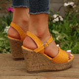 hulianfu Women's Patent Leather Wedge Sandals Ankle Strap Chunky Platform Sandals Women Summer  Thick Sole Non Slip Beach Shoes Woman