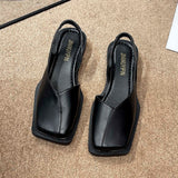 New Summer Square Toe Pleated Elastic Sandals Fashion Women's Slippers Women's Digging Toe Sandals Women's Designer Sandals