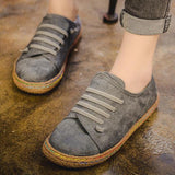 hulianfu Women's Shoes Flat Bottom Lace-Up Loafers Ladies New Autumn Casual Outdoor Lazy Shoes Comfortable Light Solid Color Flat Shoes