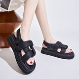Women's Sandals Fashion Open Toe Casual Summer Shoes For Women  New Thick Sole Comfortable Ladies Flat Sandals Black