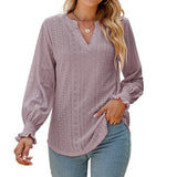 New Solid Blouses For Women Fashion Hollow Out V Neck Short Sleeve Elegant Office Work Ladies Shirt Tops Casual Blouse