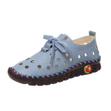 hulianfu Plus Size Casual Sneaker for Women  Summer Hollow Breathable Women Flats Sandals Luxury Soft Leather Non Slip Ladies Shoes