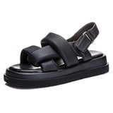 Women's Sandals Fashion Open Toe Casual Summer Shoes For Women  New Thick Sole Comfortable Ladies Flat Sandals Black