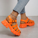 hulianfu Summer Fashion Gladiator Women Narrow Band Cross-tied Platform Square Heel Peep Toe Rome Design Sexy Mature Shoes Ladies Female