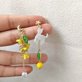 Korean New Light Luxury Zircon Moon Star Asymmetric Stud Earrings For Women Crystal Cloud Pearl Earring Girl Jewelry Gifts