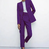 hulianfu  Women Fashion Two Pieces Sets Office Wear Blazers Coat And With Belt High Waist Pants Female