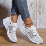 Breathable Mesh Knitted Casual Shoes Women  Autumn Flat Heels White Sneakers Woman Plus Size 43 Anti Slip Vulcanized Shoes