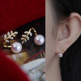 Korean New Light Luxury Zircon Moon Star Asymmetric Stud Earrings For Women Crystal Cloud Pearl Earring Girl Jewelry Gifts