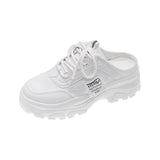 hulianfu Women's Slippers SandalS Baotou Mueller Shoes Summer New Thick Soles Fashion Leather Instagram Pop Shoes Women 41 Sneaker