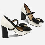 Fad Crystal High Heels Shoes Sweet Bow Mary Jane Sandals Women 2024 New Autumn Sexy Dress Party Pumps Shallow Lolita Mujer Shoes