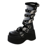 hulianfu Summer Gladiator Sandals Women Metal Rivet Punk Streetwear Wedge Platform Thick Heeld Ankle Buckle Strap High Quality Shoes