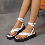 hulianfu Summer New Thick-soled Sandals Women's Platform Thick-soled Slip-toe Ankle Cross Buckle Sports Sandals Women Beach Shoes