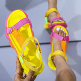 hulianfu Women's Sandals Fashion Casual Round Toe Flat Shoes Colorful Platform Comfort Roman Sandals Sandalia Ortopedica Feminina