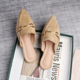 Spring  new women's mules Pointed slippers outdoors Muller Fashion metal design Office casual shoes Large size 41-43