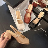2024 Summers Women Sandals Shoes Fashion Elegant Shallow Thick Heel Shoes Ladies Comfort Street Style Mary Jane Shoes