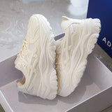 New Leather Chunky Sneakers Women's Sports Shoes Ladies Thick White Black Sneakers Women Tennis Vulcanized Shoes Basket