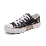 hulianfu Women's Shoes Summer Little Bear High Gang Canvas Shoes Women Comfort Casual Flats Shoes Women Lace Up Running Sneakers