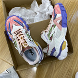 hulianfu Lovely Pink Chunky Sneakers Women Thick Sole Girls Sport Shoes Bright Green Fashion Casual Dad Shoes Female Footwear