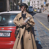 Oversized Fashion Korean Style Women's Trench Coat Double-Breasted Long with Belt Office Lady Windbreaker Spring Autumn Cloak
