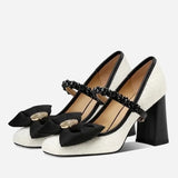 Fad Crystal High Heels Shoes Sweet Bow Mary Jane Sandals Women 2024 New Autumn Sexy Dress Party Pumps Shallow Lolita Mujer Shoes